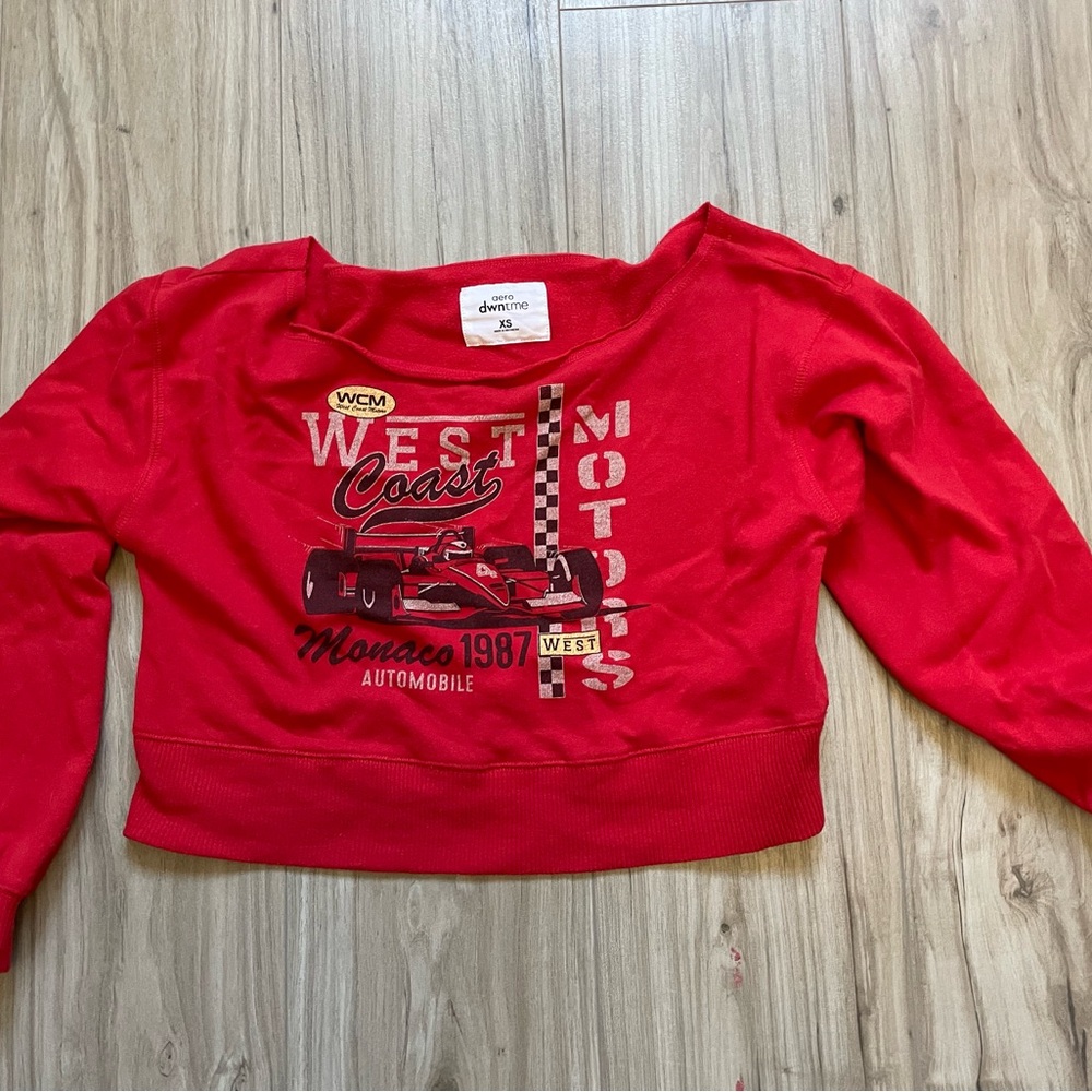 Aeropostale Vibrant Red Off-the-Shoulder Sweater